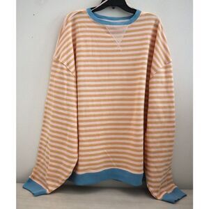 We The Free x FP OB1717006 Women's Sz L Classic Striped Crewneck Sweatshirt